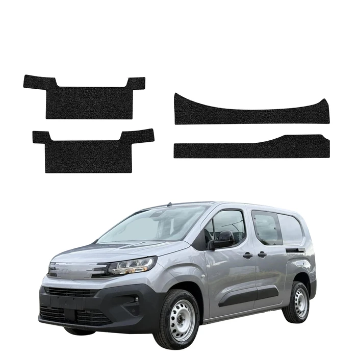 GrizzGlass HeavyDuty Black Door Sill With Notches Protective Film Peugeot Partner (2018-2026) [4in1]