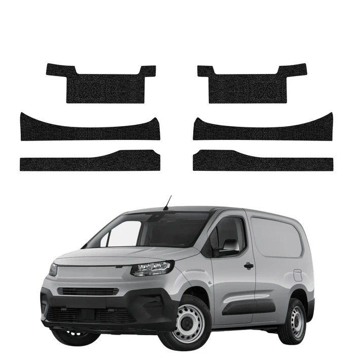 GrizzGlass HeavyDuty Black Door Sill With Notches Protective Film Fiat Doblo Cargo (2018-2026) [6in1]