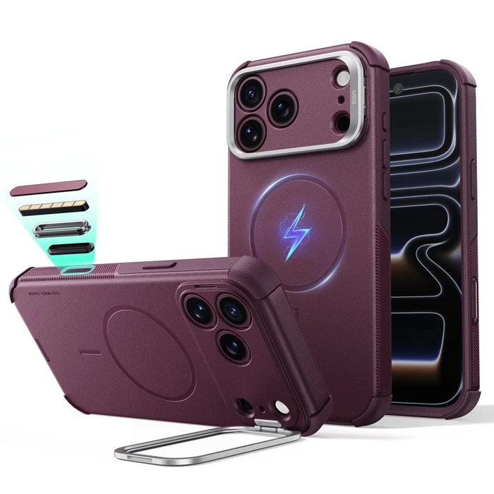 ESR Cyber Tough Kickstand MagSafe Apple iPhone 17 Pro / 18 Pro Deep Burgundy