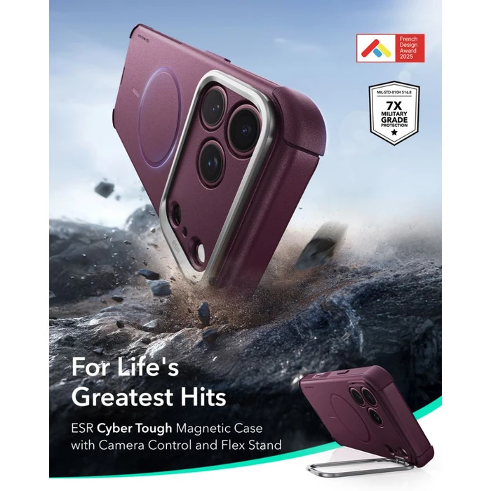 ESR Cyber Tough Kickstand MagSafe Apple iPhone 17 Pro / 18 Pro Deep Burgundy
