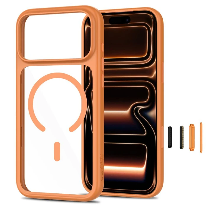 Tech-Protect MagOne MagSafe CC + Glass 2-pack Apple iPhone 17 Pro Max / 18 Pro Max Cosmic Orange/clear