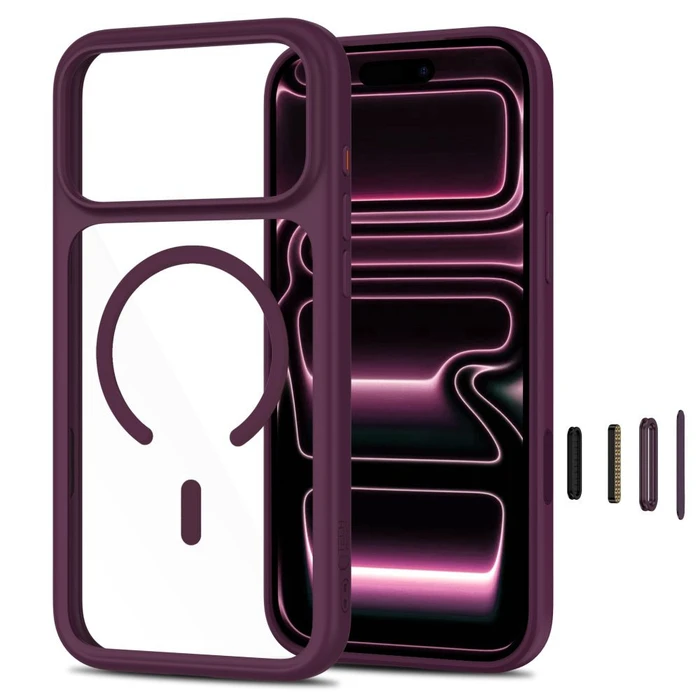 Tech-Protect MagOne MagSafe CC + Glass 2-pack Apple iPhone 17 Pro Max / 18 Pro Max Dark Cherry/clear