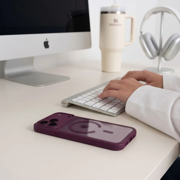 Tech-Protect MagOne MagSafe CC + Glass 2-pack Apple iPhone 17 Pro Max / 18 Pro Max Dark Cherry/clear