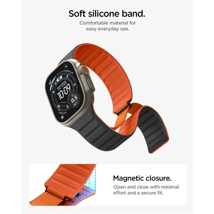Spigen Athlex Air M Apple Watch 8 / 9 / 10 / 11 / SE / Ultra 44/45/46/49 mm Active Black/orange