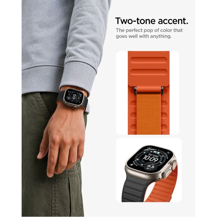 Spigen Athlex Air M Apple Watch 8 / 9 / 10 / 11 / SE / Ultra 44/45/46/49 mm Active Black/orange