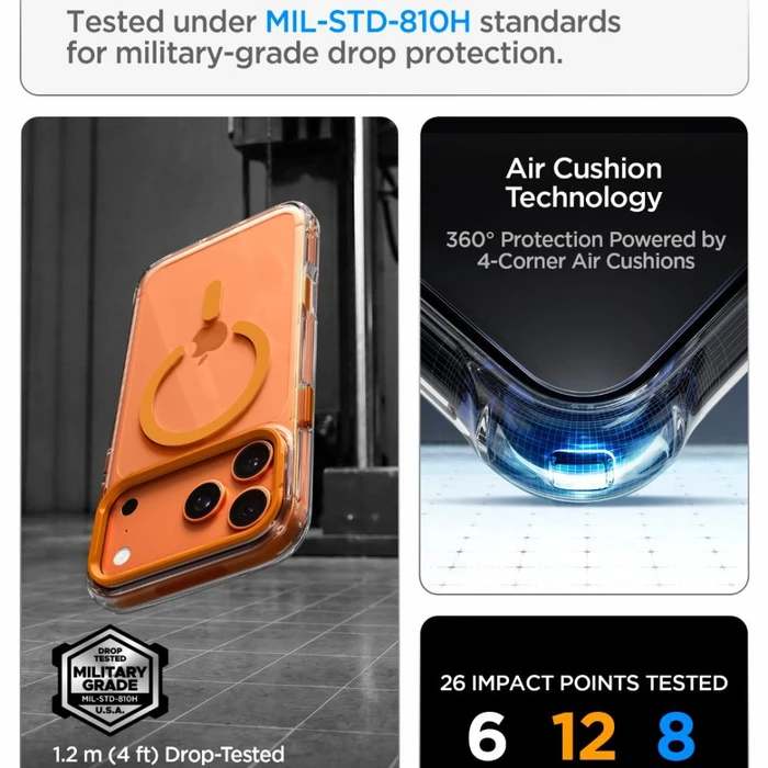 Spigen Ultra Hybrid Optik S MagSafe Apple iPhone 17 Pro Max / 18 Pro Max Clear/orange