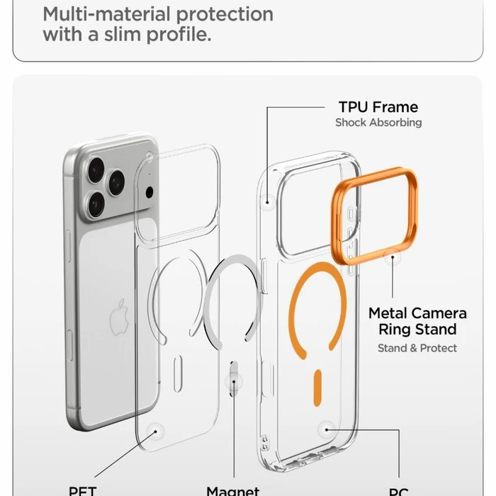Spigen Ultra Hybrid Optik S MagSafe Apple iPhone 17 Pro / 18 Pro Clear/orange