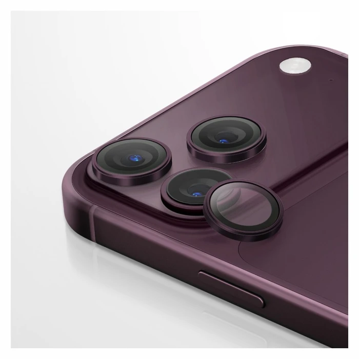UNIQ Optix Aluguard (DX2) Camera Lens Protector Apple iPhone 18 Pro / iPhone 18 Pro Max burgundy with an applicator