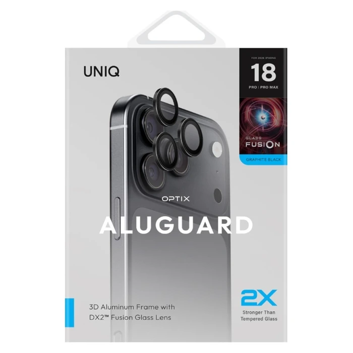 UNIQ Optix Aluguard (DX2) Camera Lens Protector Apple iPhone 18 Pro / iPhone 18 Pro Max black with applicator