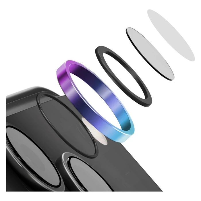 UNIQ Optix Aluguard (DX2) Camera Lens Protector Apple iPhone 18 Pro / iPhone 18 Pro Max iridescent with applicator