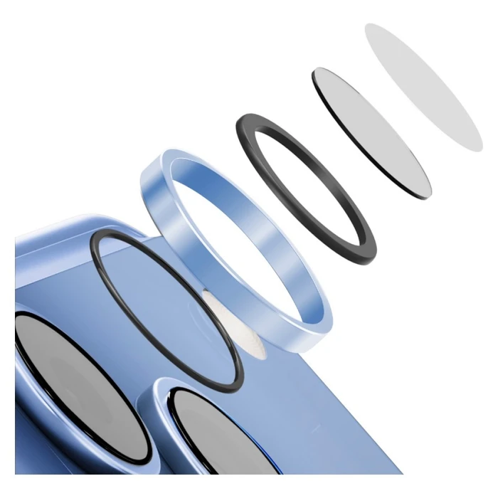 UNIQ Optix Aluguard (DX2) Camera Lens Protector Apple iPhone 18 Pro / iPhone 18 Pro Max blue with an applicator