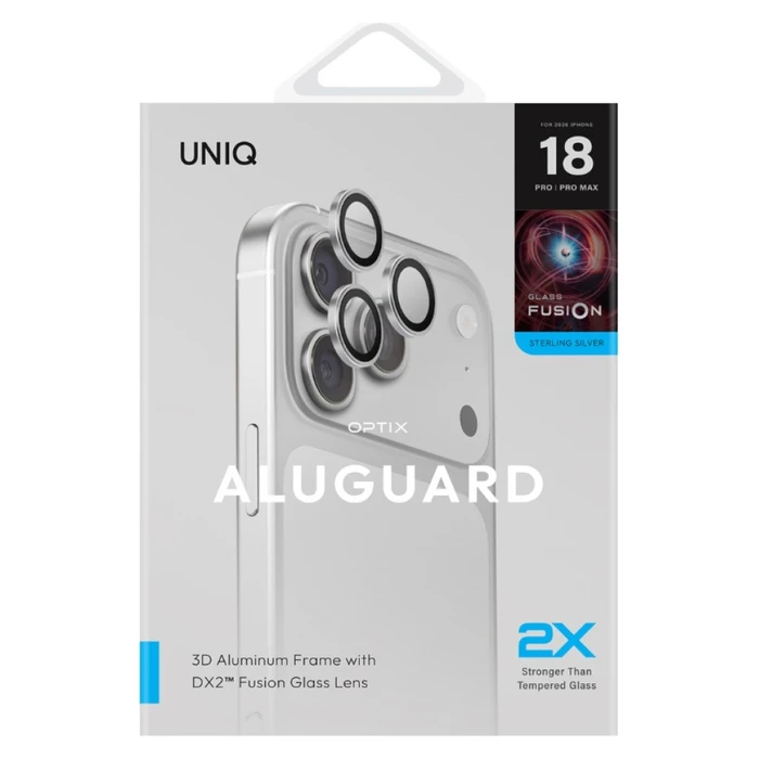 UNIQ Optix Aluguard (DX2) Camera Lens Protector Apple iPhone 18 Pro / iPhone 18 Pro Max silver with applicator