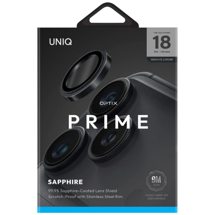 UNIQ Optix Prime Camera Lens Protector Apple iPhone 18 Pro / iPhone 18 Pro Max graphite with applicator
