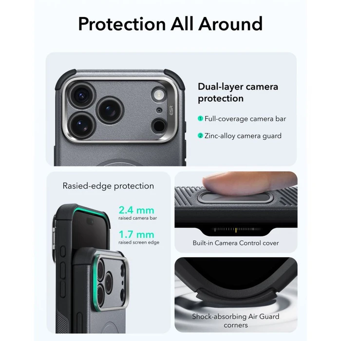 ESR Cyber Tough Kickstand MagSafe Apple iPhone 17 Pro Max / 18 Pro Max Grey