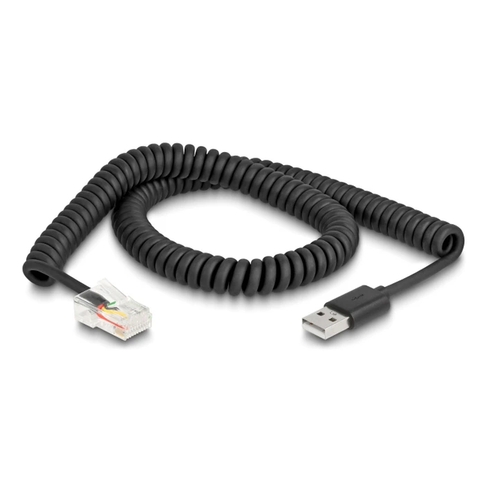 Καλώδιο POS Delock σε RJ50 90602 για Aξεσουάρ POS, spiral, 2m, μαύρο