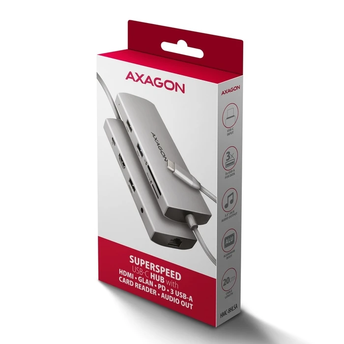 Docking Station Axagon Hmc-8hlsa Usb 8in1 5gbps Hdmi Audio Lan Pd