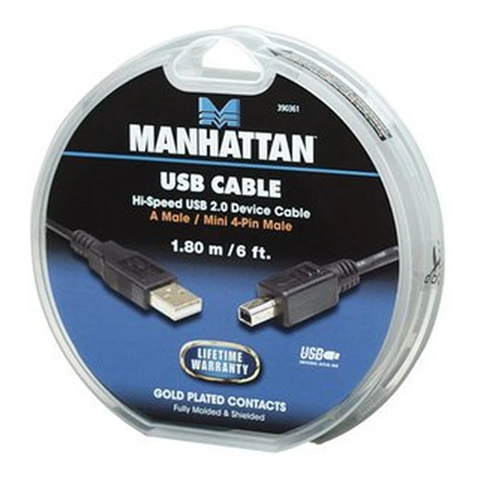 Καλώδιο USB Manhattan USB A σε Mini-USB 4pin M/M 1.8m