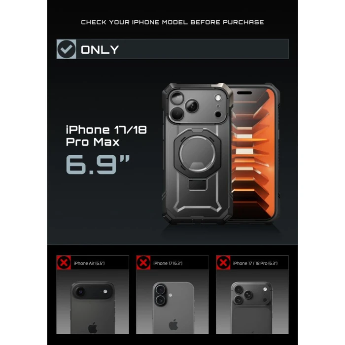Supcase UB Grip Mag MagSafe Apple iPhone 17 Pro Max / 18 Pro Max Black
