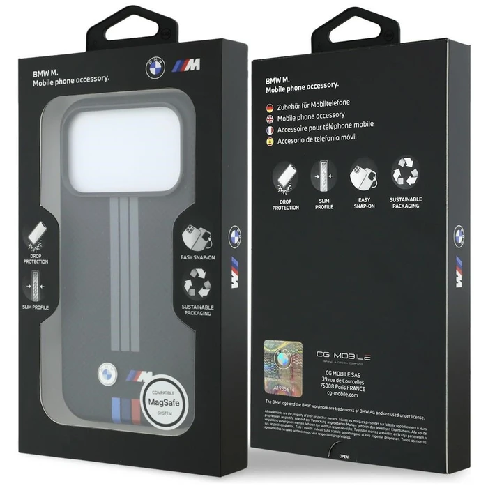 BMW M Quadrille Kevlar Anthracite & Tricolor Print Lines MagSafe Apple iPhone 18 Pro Max / 17 Pro Max black