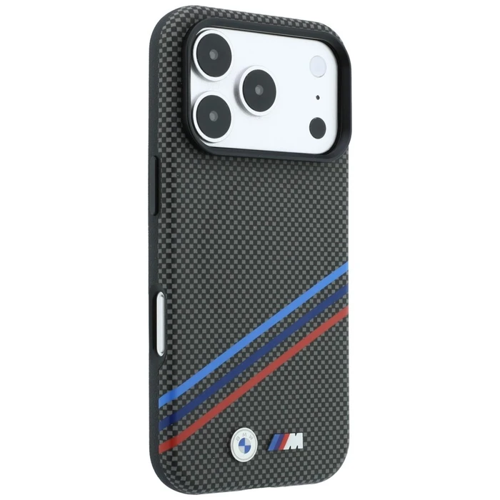 BMW M Quadrille Kevlar Print Tricolor Lines & Metal Logo MagSafe Apple iPhone 18 Pro / 17 Pro anthracite