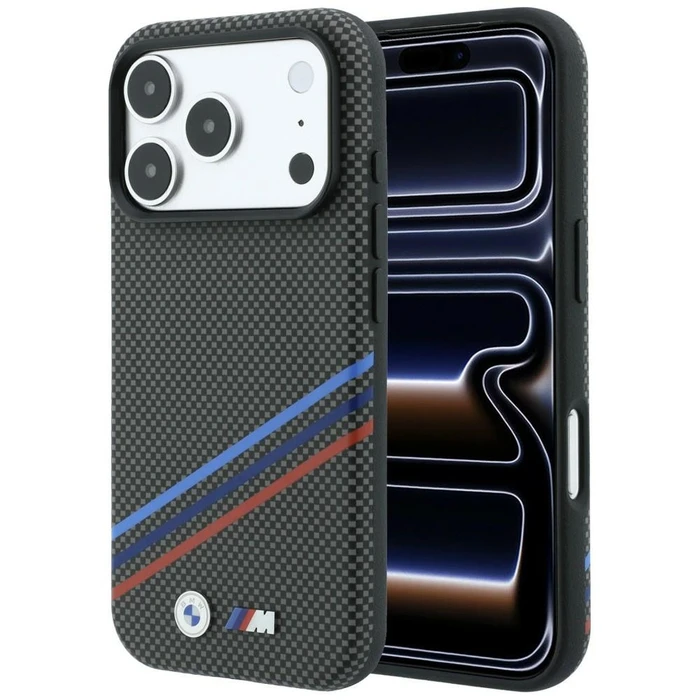 BMW M Quadrille Kevlar Print Tricolor Lines & Metal Logo MagSafe Apple iPhone 18 Pro Max / 17 Pro Max anthracite