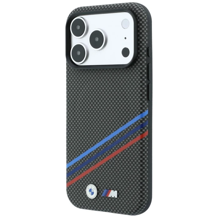 BMW M Quadrille Kevlar Print Tricolor Lines & Metal Logo MagSafe Apple iPhone 18 Pro Max / 17 Pro Max anthracite