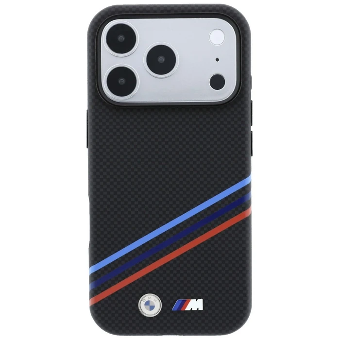 BMW M Quadrille Kevlar Print Tricolor Lines & Metal Logo MagSafe Apple iPhone 18 Pro / 17 Pro black