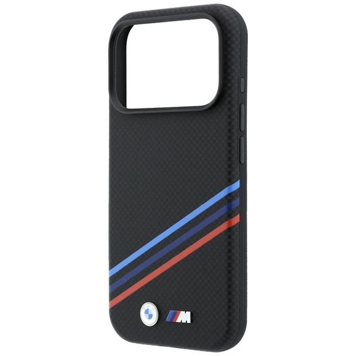 BMW M Quadrille Kevlar Print Tricolor Lines & Metal Logo MagSafe Apple iPhone 18 Pro / 17 Pro black