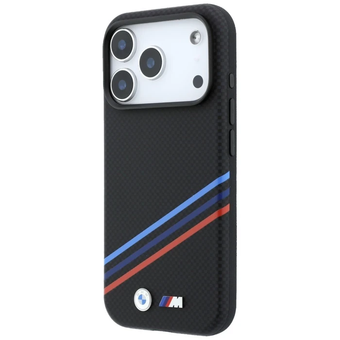 BMW M Quadrille Kevlar Print Tricolor Lines & Metal Logo MagSafe Apple iPhone 18 Pro Max / 17 Pro Max black