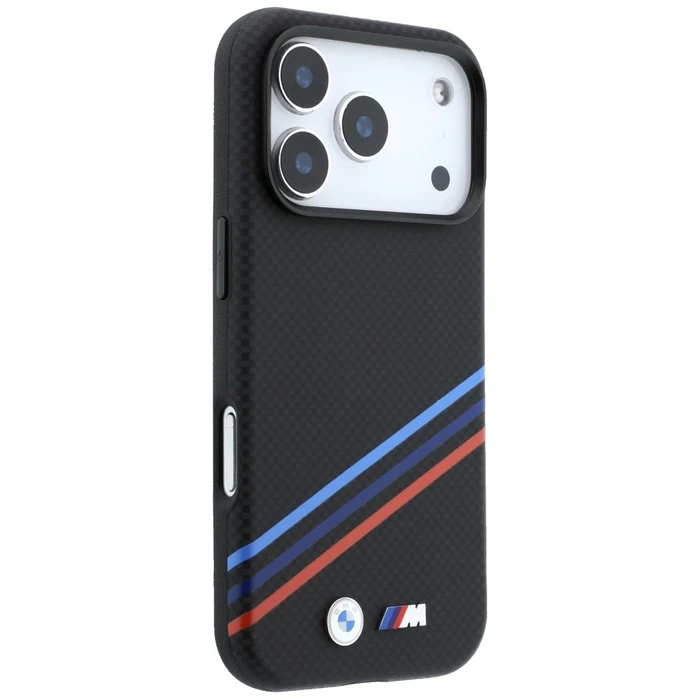 BMW M Quadrille Kevlar Print Tricolor Lines & Metal Logo MagSafe Apple iPhone 18 Pro Max / 17 Pro Max black