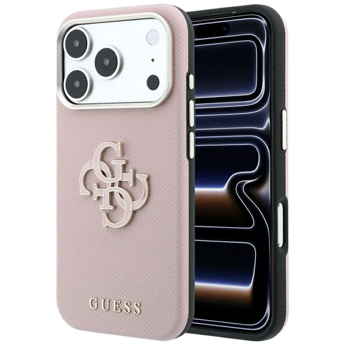 Guess Grained & Big Resin Logo Apple iPhone 18 Pro / 17 Pro pink