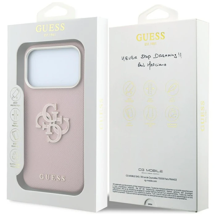 Guess Grained & Big Resin Logo Apple iPhone 18 Pro / 17 Pro pink