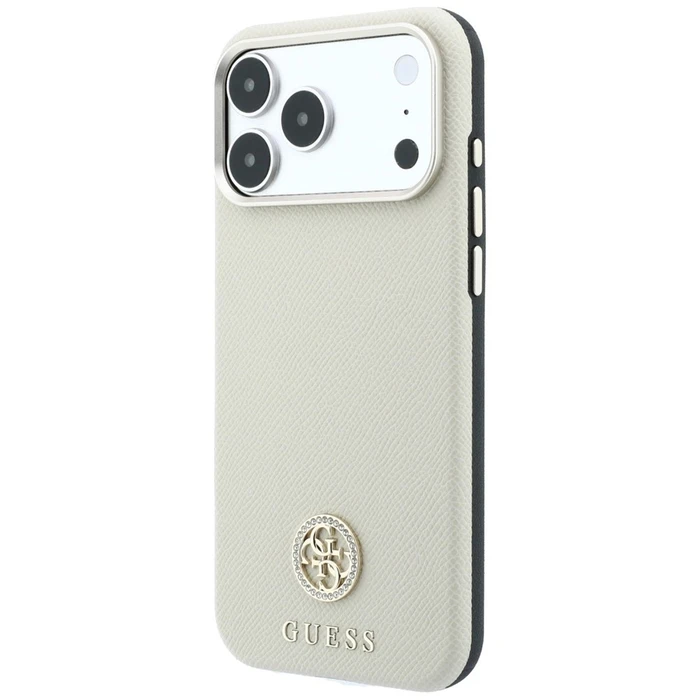 Guess Grained Round Strass Logo MagSafe Apple iPhone 18 Pro / 17 Pro beige