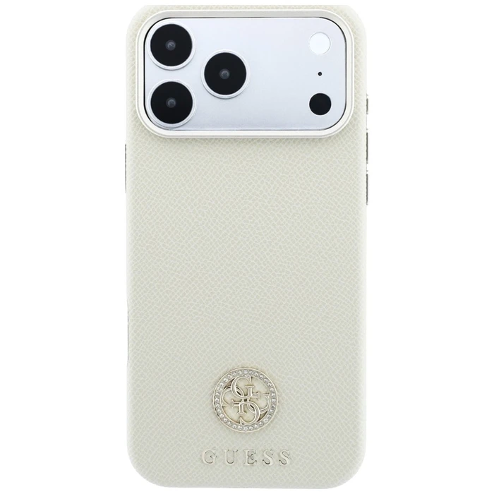Guess Grained Round Strass Logo MagSafe Apple iPhone 18 Pro / 17 Pro beige