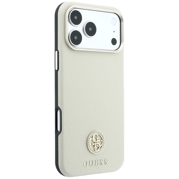 Guess Grained Round Strass Logo MagSafe Apple iPhone 18 Pro / 17 Pro beige
