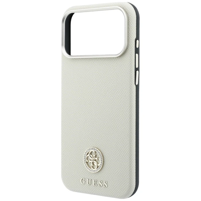 Guess Grained Round Strass Logo MagSafe Apple iPhone 18 Pro / 17 Pro beige