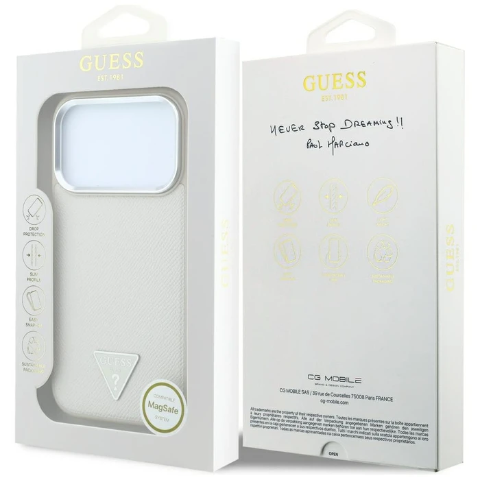 Guess Grained Triangle Logo MagSafe Apple iPhone 18 Pro / 17 Pro beige