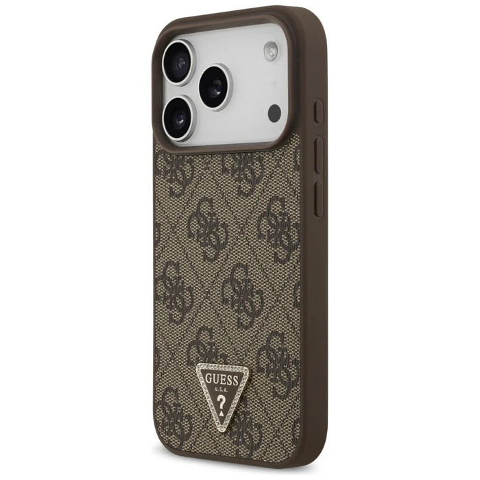 Guess Leather 4G Triangle Strass MagSafe Apple iPhone 18 Pro / 17 Pro brown