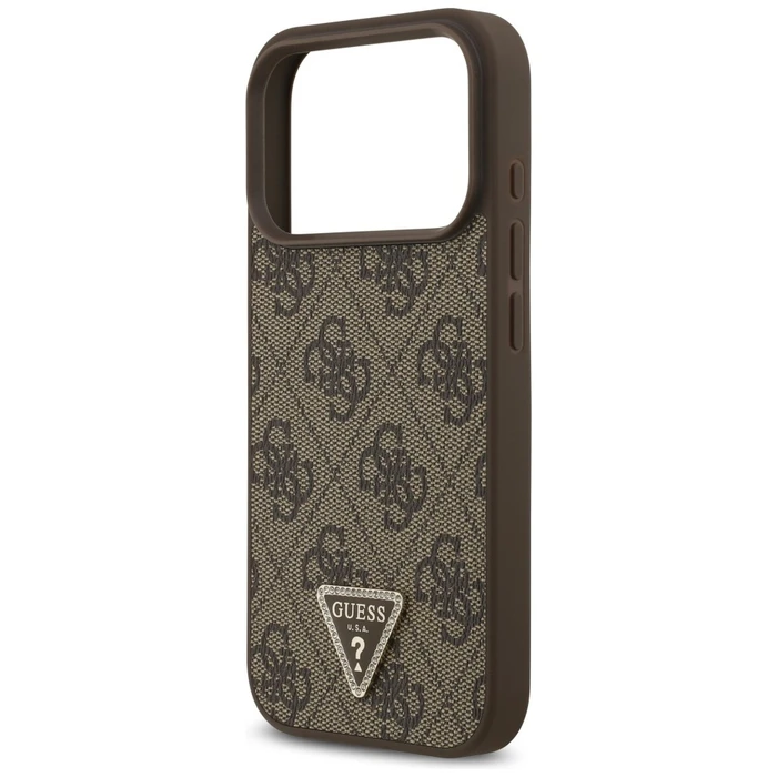 Guess Leather 4G Triangle Strass MagSafe Apple iPhone 18 Pro / 17 Pro brown