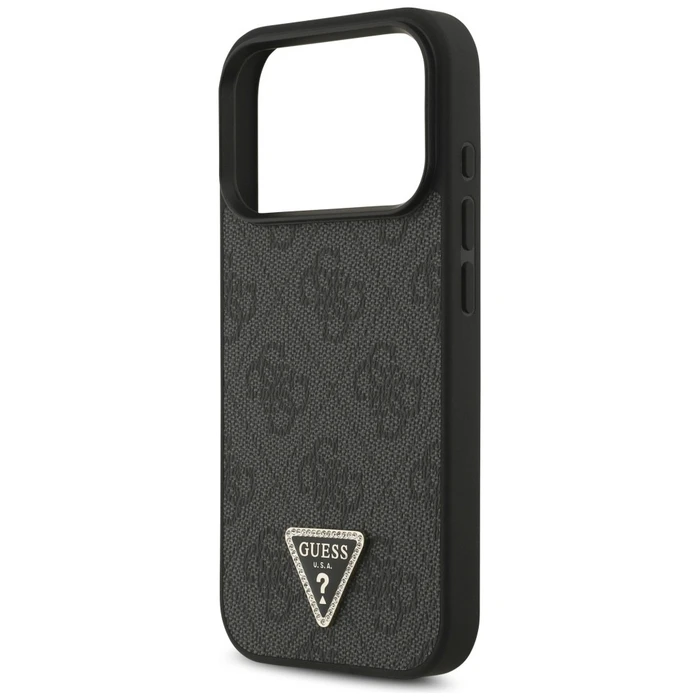 Guess Leather 4G Triangle Strass MagSafe Apple iPhone 18 Pro / 17 Pro black