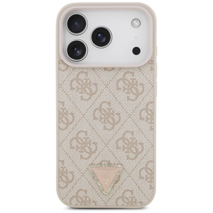 Guess Leather 4G Triangle Strass MagSafe Apple iPhone 18 Pro / 17 Pro pink