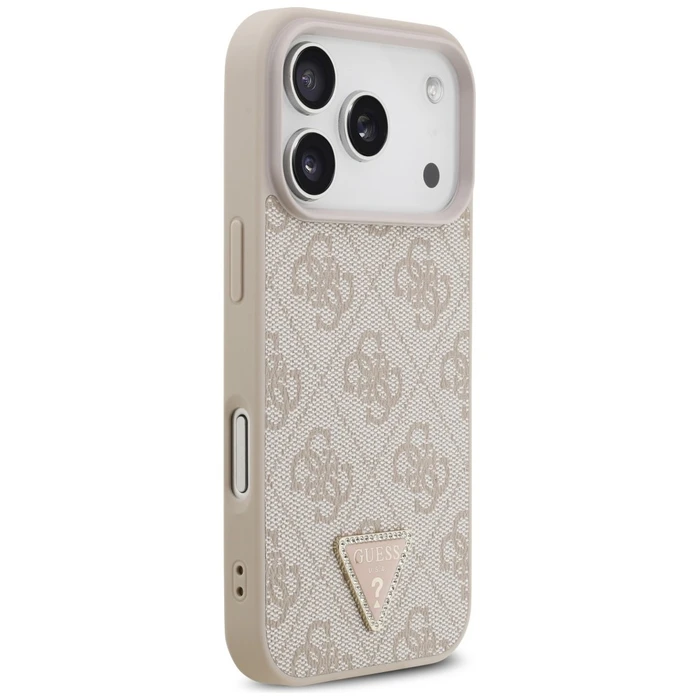 Guess Leather 4G Triangle Strass MagSafe Apple iPhone 18 Pro / 17 Pro pink