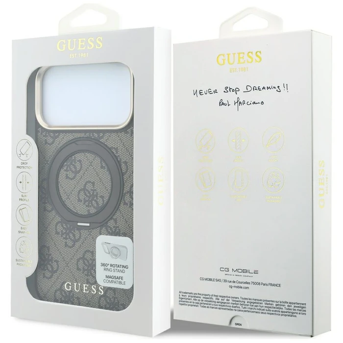 Guess Ring Stand 360 4G Classic Logo MagSafe Apple iPhone 18 Pro / 17 Pro brown