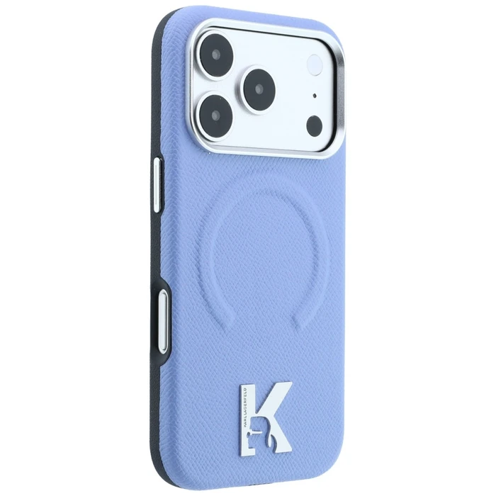 Karl Lagerfeld Grained Embossed Ring & Kameo Logo MagSafe Apple iPhone 18 Pro / 17 Pro light blue