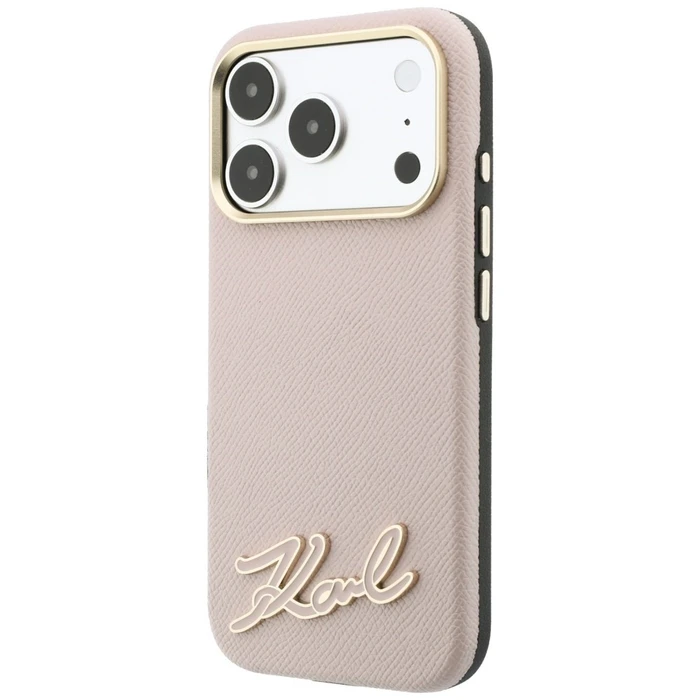 Karl Lagerfeld Grained with Resin Signature Logo MagSafe Apple iPhone 18 Pro / 17 Pro pink