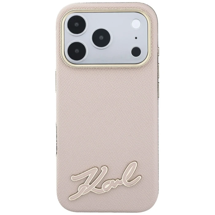 Karl Lagerfeld Grained with Resin Signature Logo MagSafe Apple iPhone 18 Pro / 17 Pro pink
