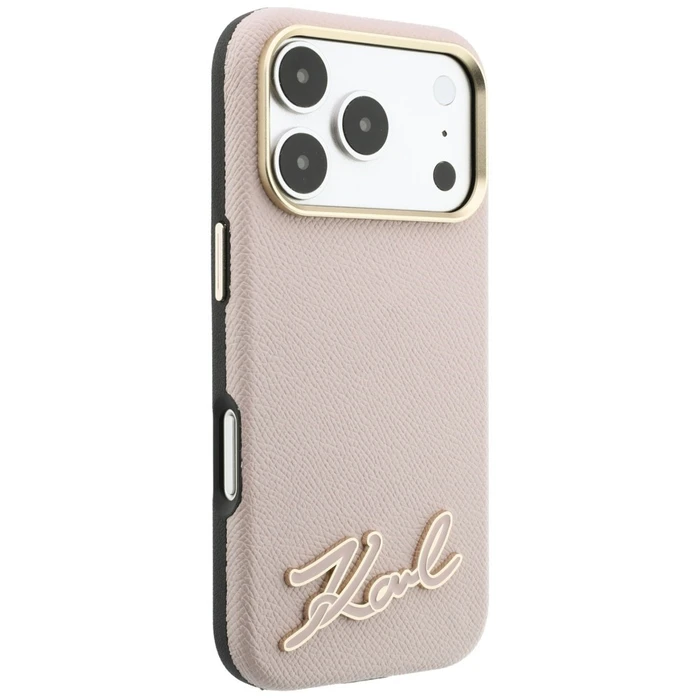 Karl Lagerfeld Grained with Resin Signature Logo MagSafe Apple iPhone 18 Pro / 17 Pro pink