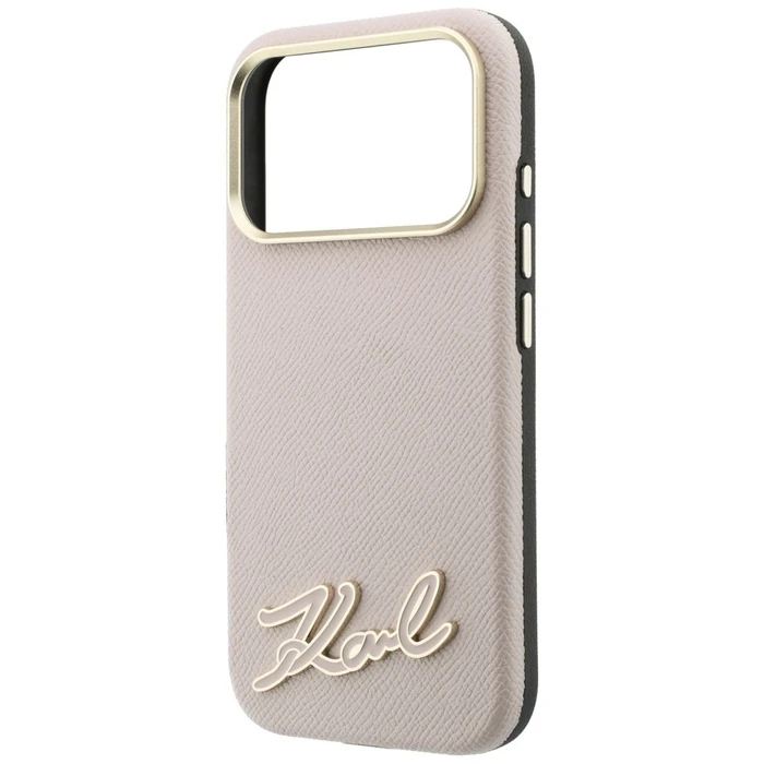 Karl Lagerfeld Grained with Resin Signature Logo MagSafe Apple iPhone 18 Pro / 17 Pro pink