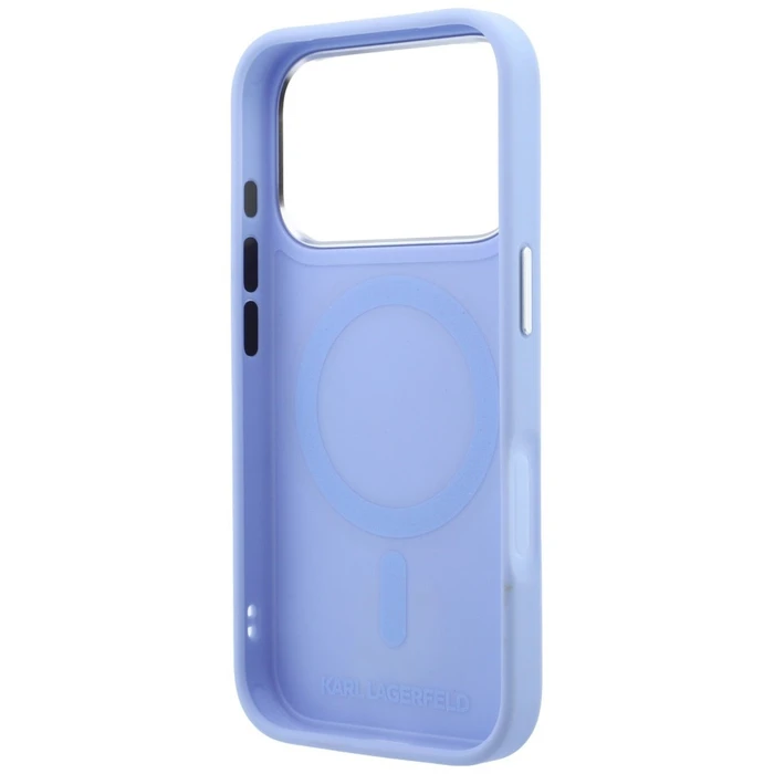Karl Lagerfeld with Ring Stand 360 Karl Head Pin MagSafe Apple iPhone 18 Pro / 17 Pro light blue