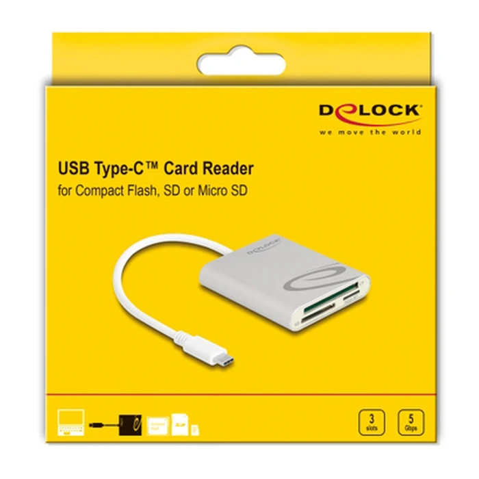 Card Reader Delock 91005 για micro SD/SD/CF, USB-C 5Gbps, γκρι